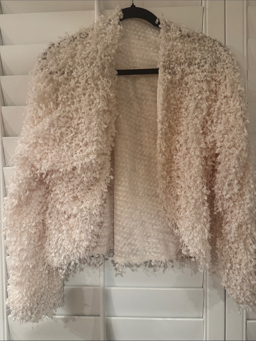 Source Unknown Cream Textured Teddy Open-Front Jacket